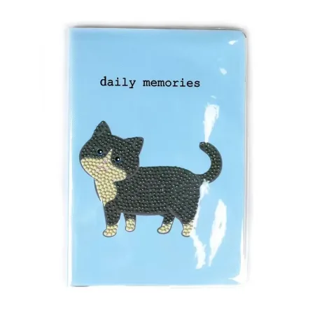 دفتر نقاشی الماسی طرح گربه سیاه و سفید