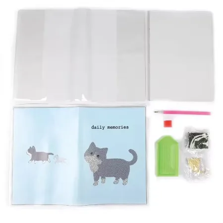 دفتر نقاشی الماسی طرح گربه سیاه و سفید - Image 3