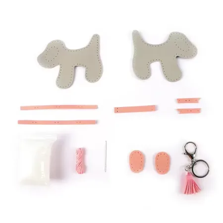 کیت ساخت جاسوئیچی مدل سگ خاکستری و صورتی - Image 2