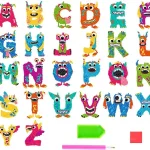 استیکر نقاشی الماسی آلفابت