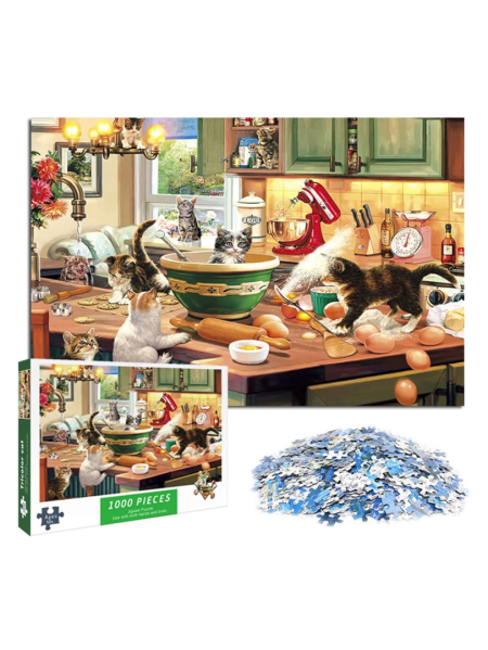 پازل هزار تکه طرح گربه در آشپزخانه ( آسیب دیده) - Image 1