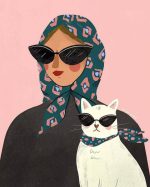 کیت نقاشی الماسی دختر و گربه